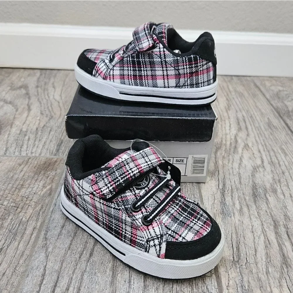 Lakeshore LKS Black and Pink Plaid Shoes Size 6T